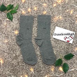 Gray NDR Crew Socks Unisex Mens Womens
